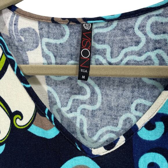 Vintage Vision Y2K Abstract Print Terry Mini Dress Bell Sleeves Size Medium - Picture 5 of 9